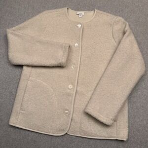 J. Jill PureJill Sherpa Teddy Jacket Size Small Moonbeam Cream Cozy Cardigan